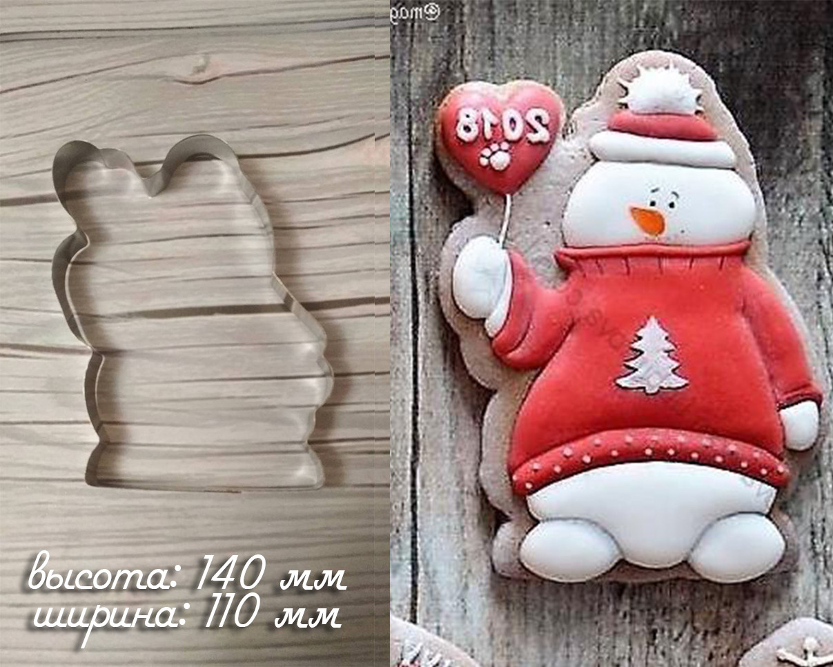 Високоміцна Вирубка для пряника та печива — сніговик, Вирубка 2д, фото 1