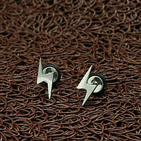 Чоловічі сережки з нержавіючої медичної сталі "Блискавки"