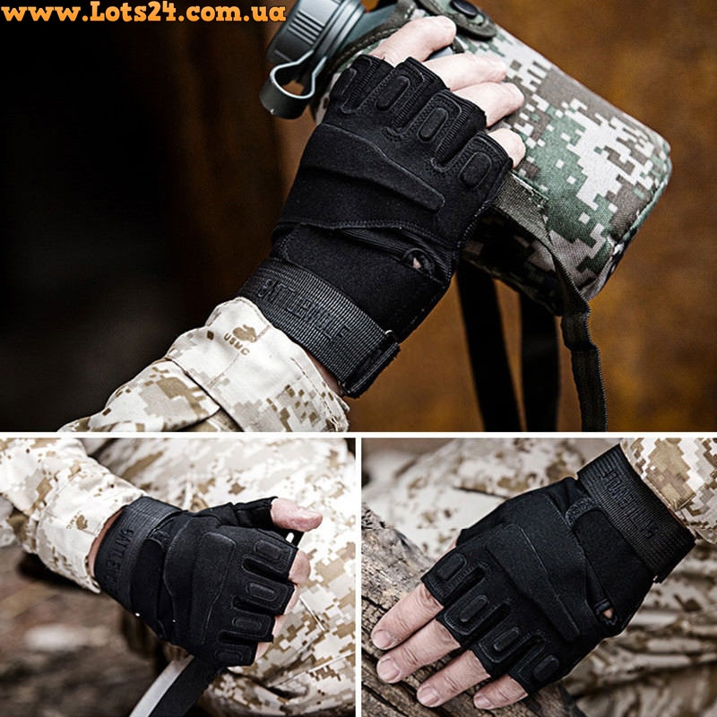 Тактичні рукавички BLACKHAWK без пальців чорні