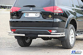 Задня захист AK003-Double (2 шт., нерж) - Mitsubishi Pajero Sport 2008-2015 рр.