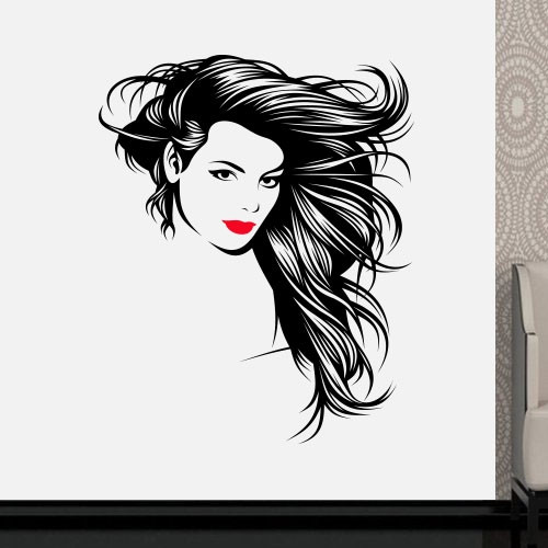 Інтер'єрна вінілова наклейка на стіну Красуня (наклейки люди дівчина волосся губи плівка) матова 800х970 мм