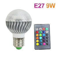 Лампа світлодіодна GOXI E27-9W, 16 кольорів, E27, 9 Вт + пульт ДУ