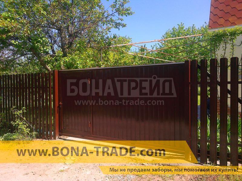 Ворота откатные для штакетника с двусторонней зашивкой штакетом Bonafence - фото 4 - id-p810842472