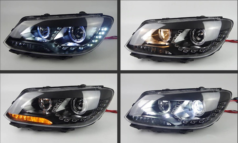 Передние фары VW Touran тюнинг Led оптика (линза под ксенон) - фото 9 - id-p817112589