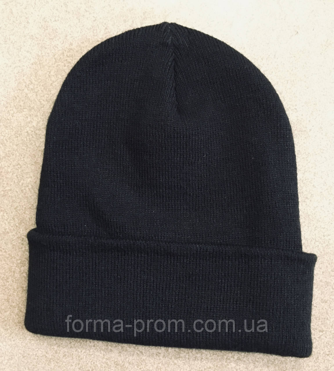 Шапка зимова чорна із закотом, фото 1