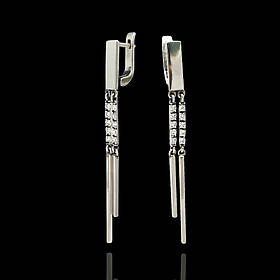 Срібні сережки-підвіски з фіанітами