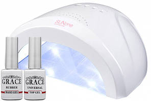 Набір лампа SUNone White UV/LED 48W + База + Топ Grace 8 мл