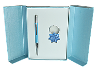 Набір подарунковий Star ручка кулькова + брелок синій