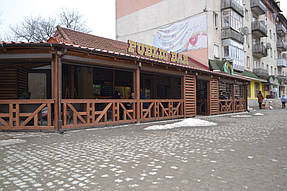 Отопление уличной террасы кафе PublicBar г.Хуст 1