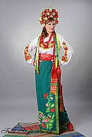 Украинский женский костюм с зеленой плахтой в пол №42 (44-56р.)