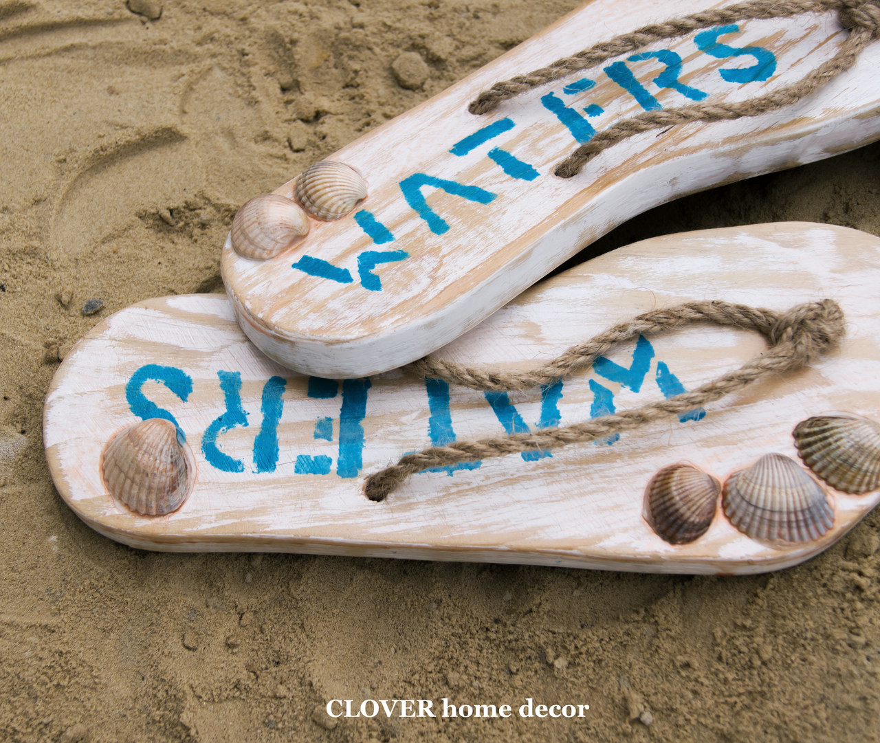 Wooden flip flops home decor hotsell