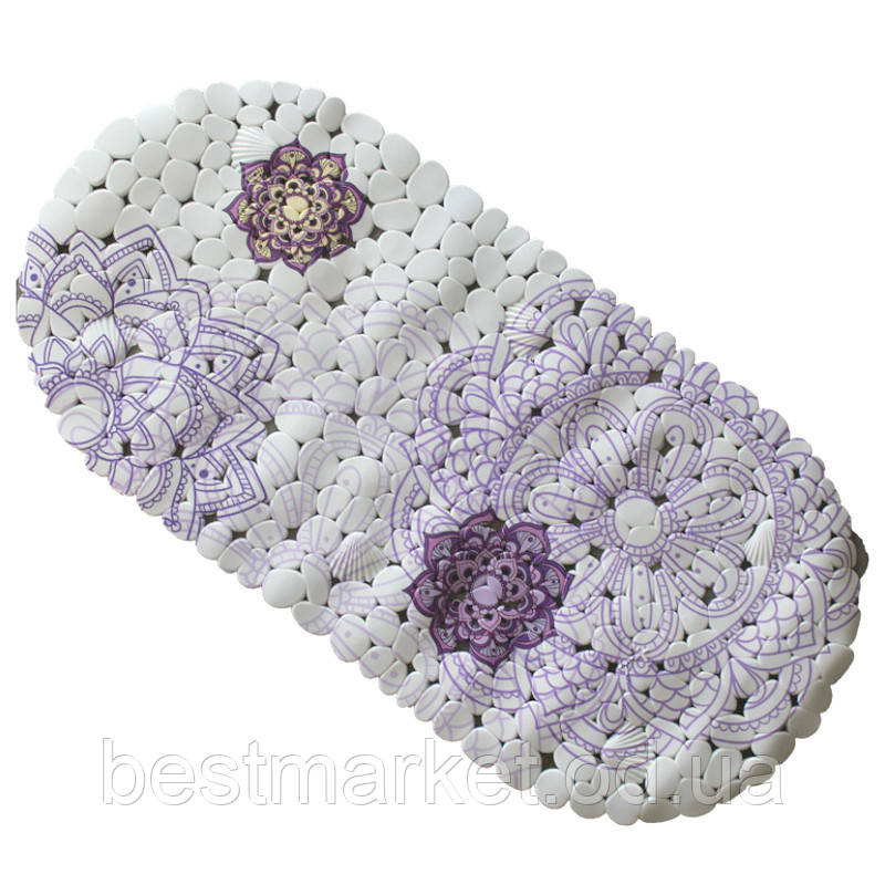 Килимок у ванну кімнату антиковзний гумовий 69х35 см Bathlux Flor de clasico (40222)