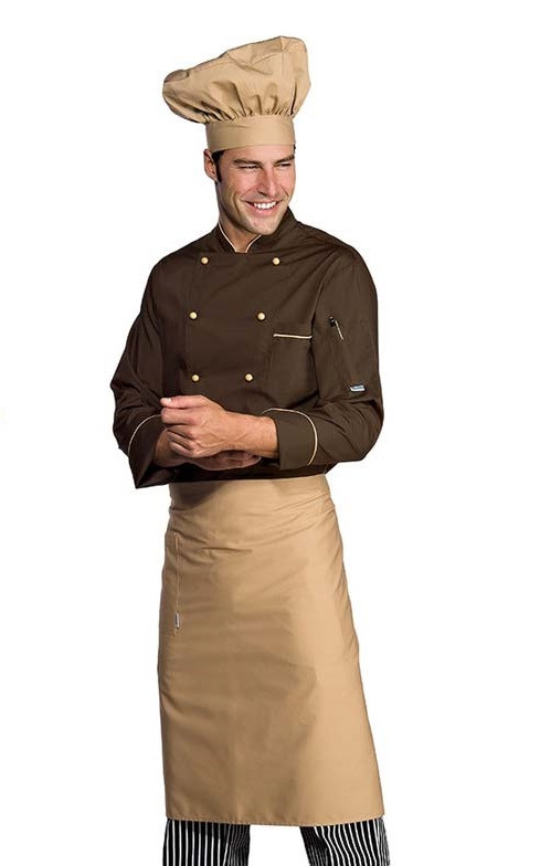 Форма кухаря чоловіча коричнева з бежевим (кітель+фартух+ковпак) Atteks - 00983