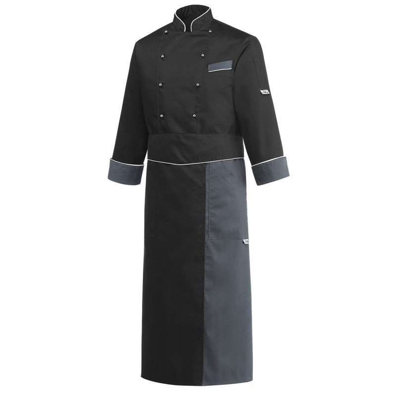 Форма кухаря чоловіча чорна з сірим (кітель + фартух)  Atteks - 00985