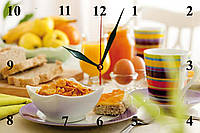 Настінні годинники на склі кухонні кварцові Легкий сніданок