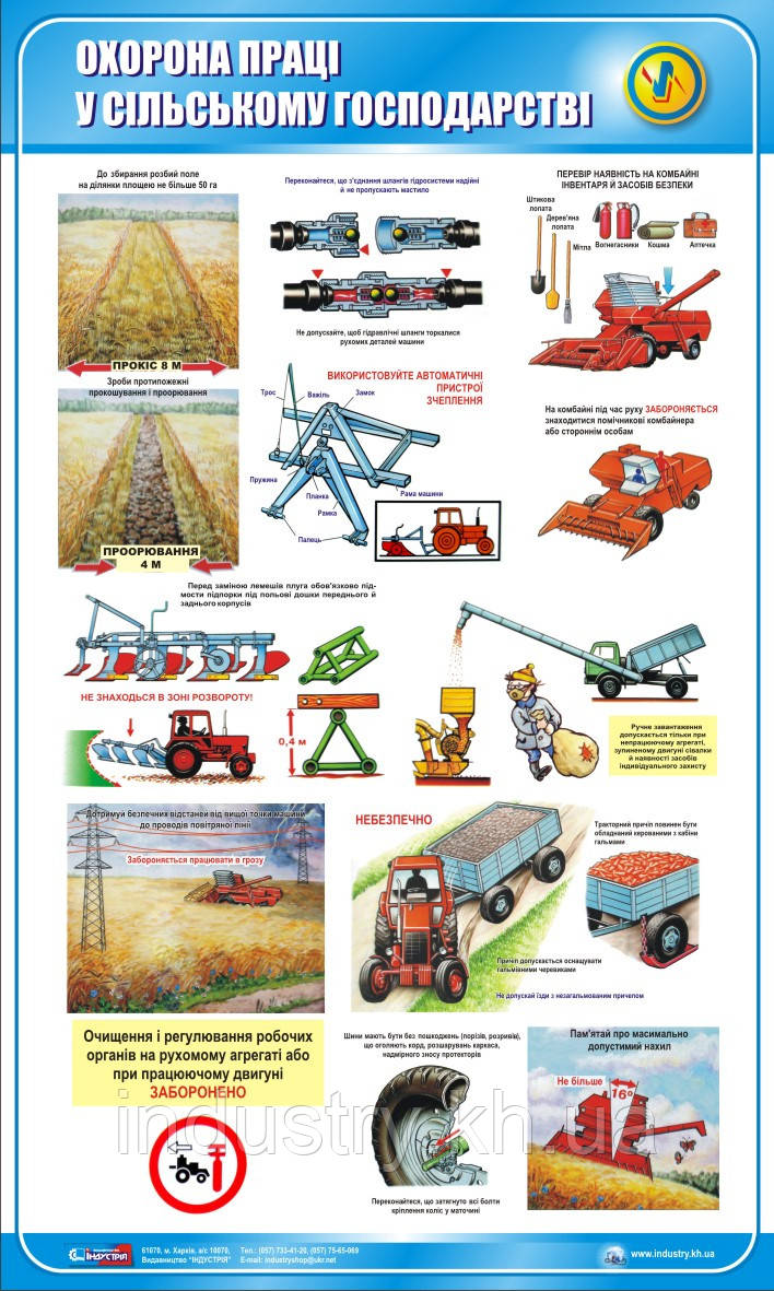 Стенд. Охорона праці у сільському господарстві. 0,6х1,0. Пластик