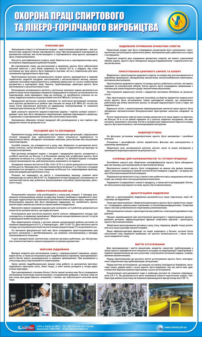 Стенд. Охорона праці для спиртового та лікеро-горілчаного виробництва. 0,6х1,0. Пластик