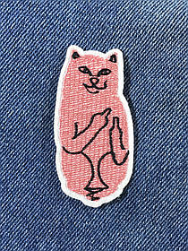 Нашивка Котик fack/RipnDip рожевий 35x70 мм