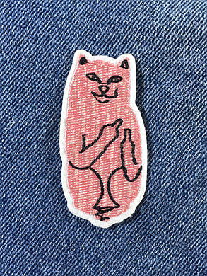 Нашивка Котик fack/RipnDip рожевий 35x70 мм, фото 1