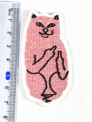Нашивка Котик fack/RipnDip рожевий 35x70 мм, фото 3