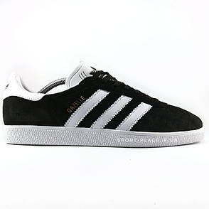 Чоловічі кросівки Adidas Gazelle black & white (Адідас Газель) чорні з білим