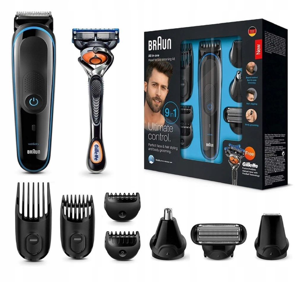 Тример BRAUN MGK3085 НАБІР 8в1 + бритва Gillette Fusion ProGlide
