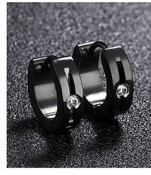 Чоловічі сережки кільця із сталі чорні з титановим покриттям