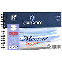 'Альбом для акварели Canson Montval Torchon 270г/кв.м, 13*21см 12 л, Целлюлоза крупное зерно, спираль 0807-772