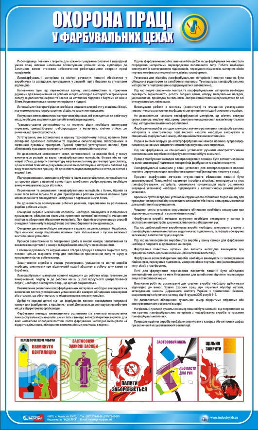 Стенд. Охорона праці в фарбувальних цехах. 0,6х1,0. Пластик