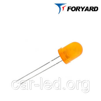 Світлодіод помаранчевий 8mm. FYL8003 UEC (620nm.; 1800mcd, 20 °) круглий, матовий, 20 ° FORYARD