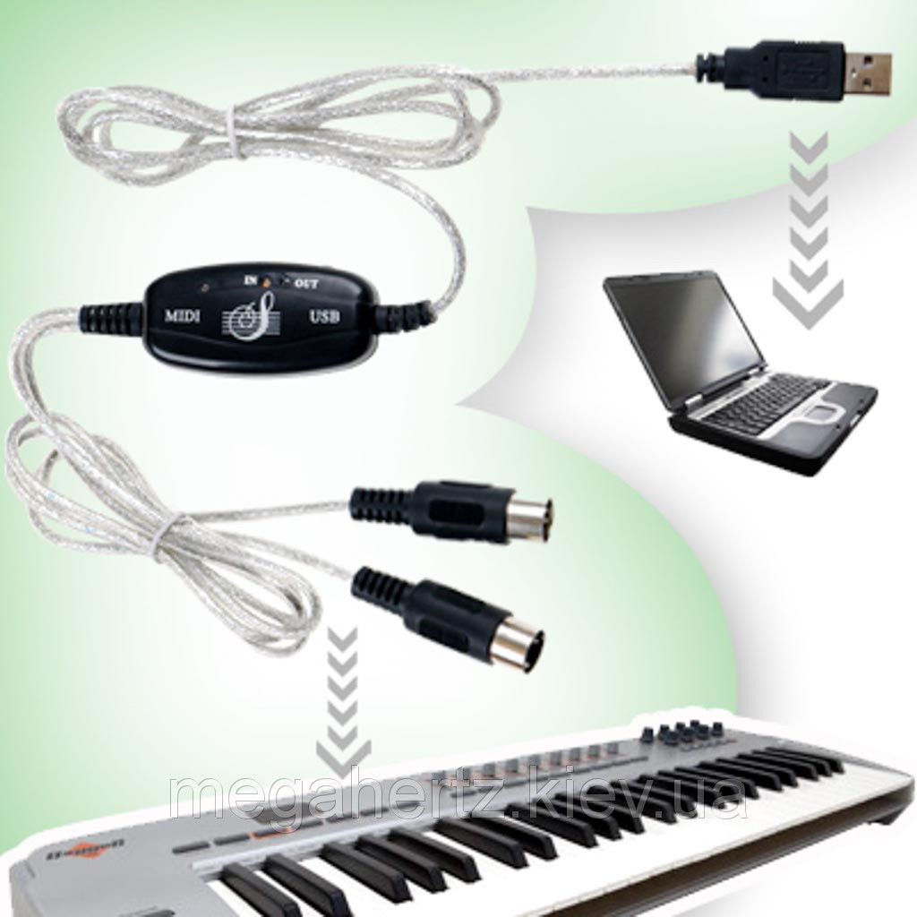 Кабель USB MIDI интерфейс конвертер адаптер к ПК - фото 2 - id-p70771477