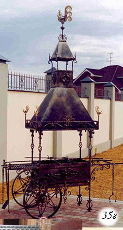 Мангал кований розбірний з дахом на 6-10 шампурів сталевий