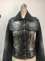 Куртка пиджак женская джинсовая серая с потертостями на подкладке Mariella Burani L