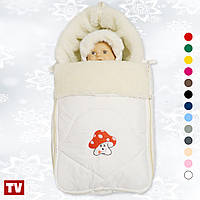 Білий зимовий конверт з хутра на виписку (3 розміру)