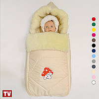 Конверт на виписку зимовий на хутрі "Грибочок" (3 розміру)