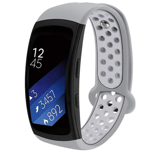 Силіконовий ремінець з перфорацією Primo для фітнес браслета Samsung Gear Fit 2 / Fit 2 Pro (SM-R360/R365) - Grey