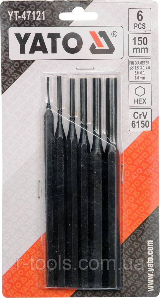 Набір стержнів для виколотки в металі штифтів і втулок 1,5-8 мм Yato YT-47121