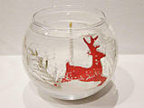 Декоративна елева свічка Чародійка новорічна куля з оленєм червона, фото 2