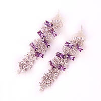 Сережки жіночі з камінням циркон "Роскош" L — 50 мм