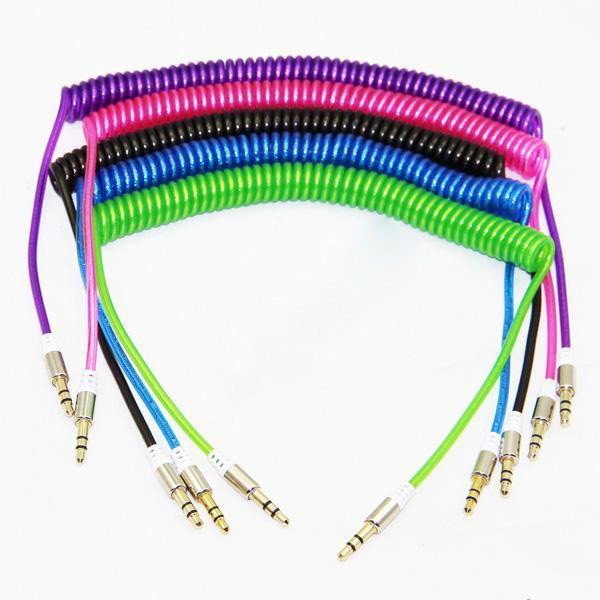Кабель аудіо AUX 3.5 jack 1.5 м пружина, фото 1