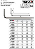 Ключ 6-гранный Г-образный YATO Польша HEX шар М1,5 14х78 мм YT-05450