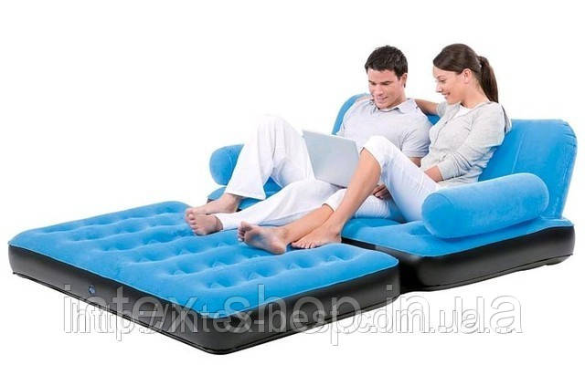 BestWay 67356-1 Comfort (Air-O-Space) Надувний диван-трансформер 5в1 (188x152x64) + насос 220V. (Жовтогарячий)