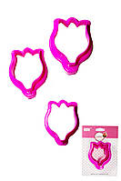 Вирубка пластикова для пряників і печива Тюльпани набір із 3 двосторонніх форм