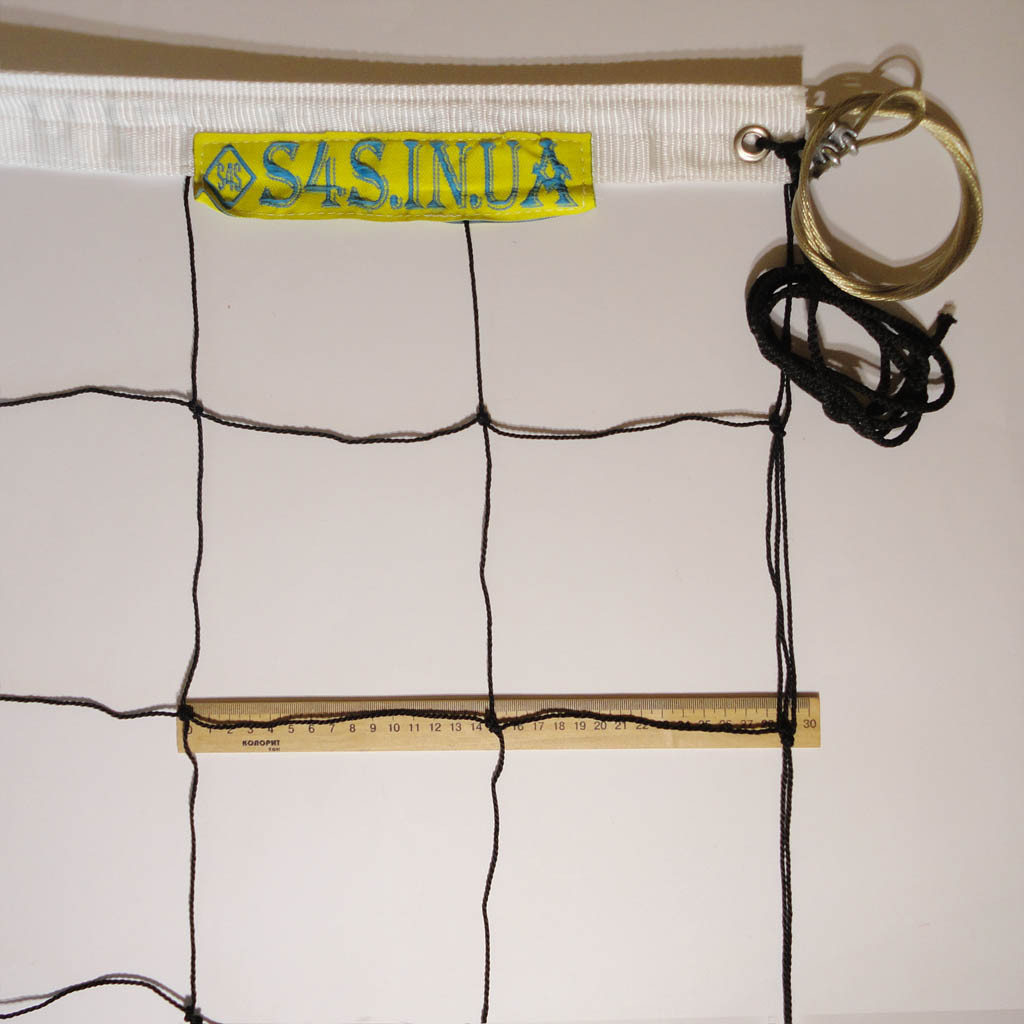 Сітка для волейболу «ПРЕМІУМ 15» з тросом чорно-біла, фото 1