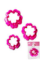 Вирубка пластикова для пряників та імбирного печива Квітка набір із 3 двосторонніх форм