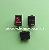 Міні перемикач клавішний, 250V 6A, 18.8 х 12.9 мм, червоний, з підсвічуванням