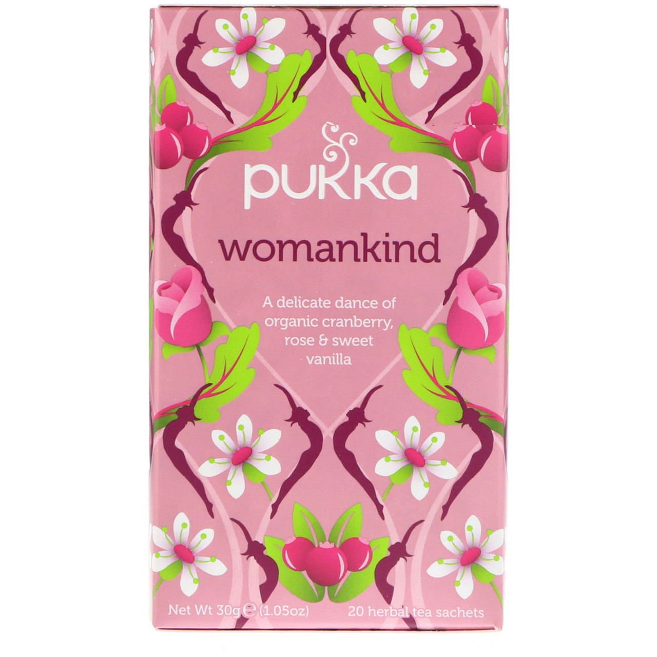 Pukka Herbs, Womankind, Caffeine Free, 20 Herbal Tea Sachets, 1.05 oz (30 г)