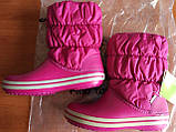 Чоботи зимові для дівчинки сноубутси непромокальні дутики/Crocs Winter Puff Boot (14614), Рожеві 37, фото 6