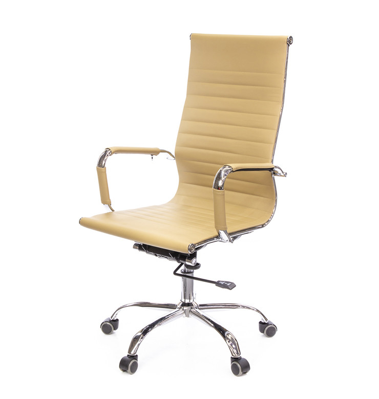 Крісло офісне Кап СН хром механізм Deep Tilt екокожа Бежева (АКЛАС-ТМ)