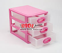Комод мініпластиковий на 3 ящики 26,5х18,7х20 см (колір — рожевий) Консенсус